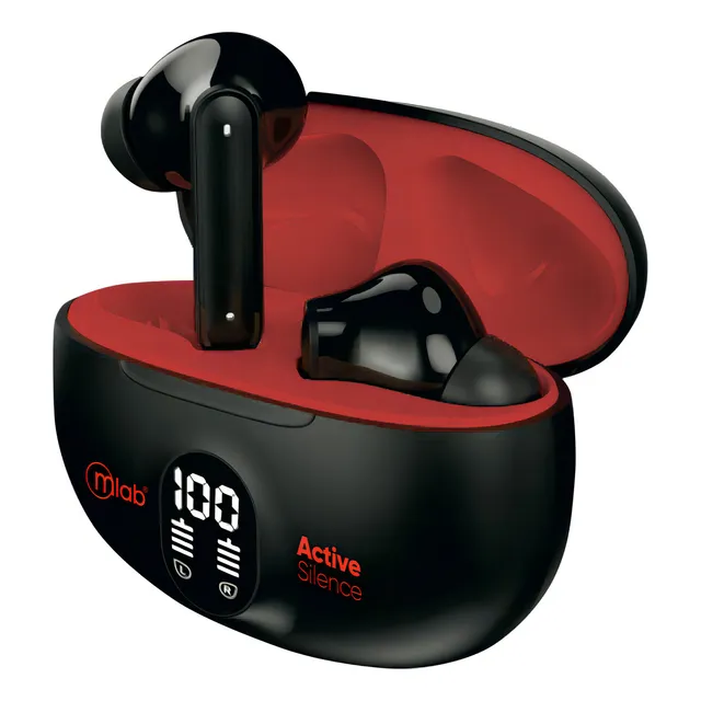 Audifono Tws Anc Enc Active Silence Strong Red Mlab 09363 Color Negro/rojo