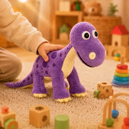 Pelúcia De Dinossauro Brinquedo Infantil Dino Antialérgico Violeta-escuro