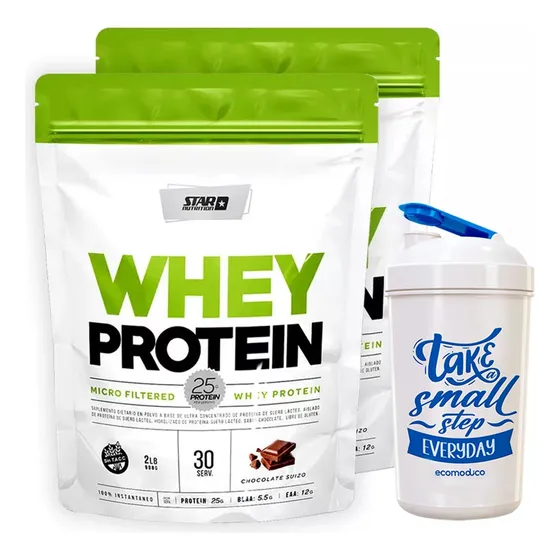 Star Nutrition Combo Whey Protein X2 Unidades + Vaso
