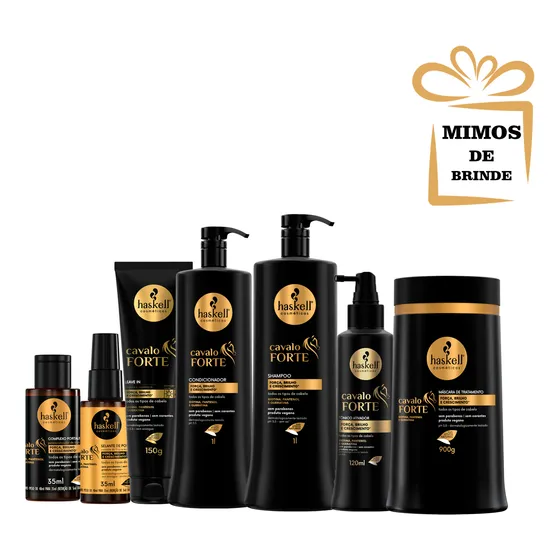 Kit Haskell Cavalo Forte 1l Completo + Tonico + Mimos