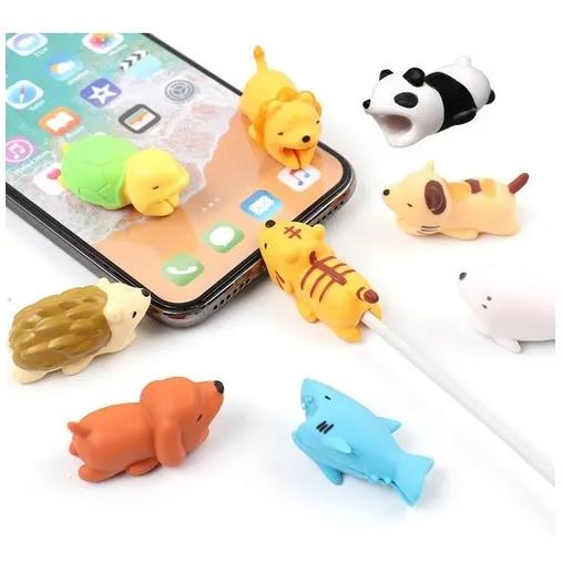 Kit Com 4 - Protetor Cabo Usb Carregador Bichinhos 