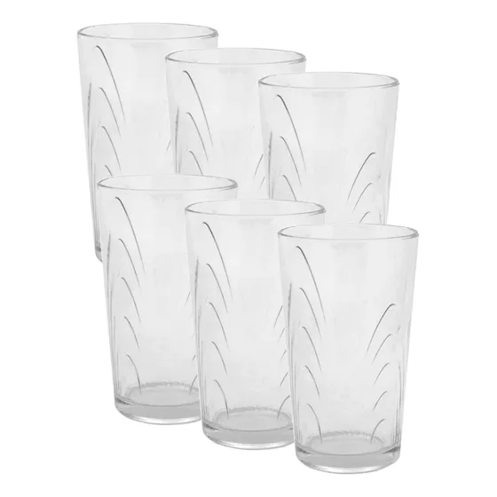 Set X 6 Vasos Vidrio Largo Alto Coraline 350 Cc Durax