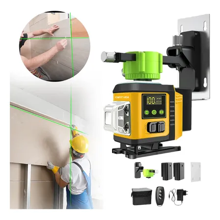 Nível Laser Verde 12 Linhas Autonivelante Tela Lcd 2 Bateria