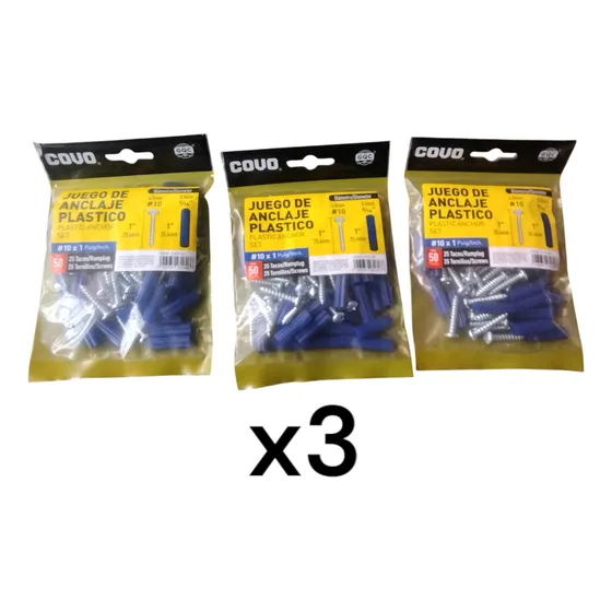 Ramplug Tarugo Azul Plástico 75und Con Tornillos (3pqte)