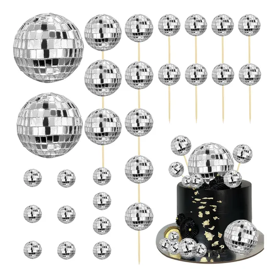 28 Pieza Decoracion Pastel Bola Discoteca Año 70 Centro Mesa