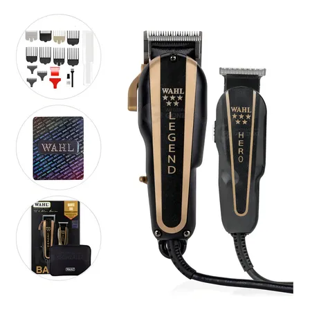 Wahl Barber Combo 8180 5 Star Máquina Profesional Con Holograma Auténtico Trimmer Hero & Clipper Legend + Estuche De Almacenamiento Y Accesorios Ideal Para Barberia