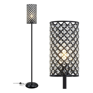 Lámpara De Pie De Cristal Con Pantalla Elegante Para Sala De Lámpara De Pie De Cristal Con Pantalla Elegante Para Sala De