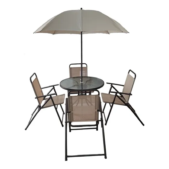 Juego De Jardin Set Exterior 6 Piezas Con Sombrilla
