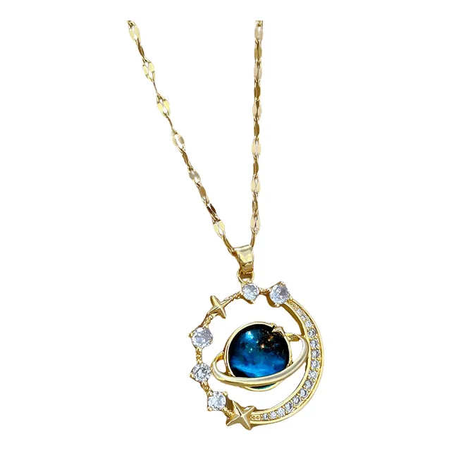 Collar Saturno Mujeres Planeta Colgante Elegante Estrellas