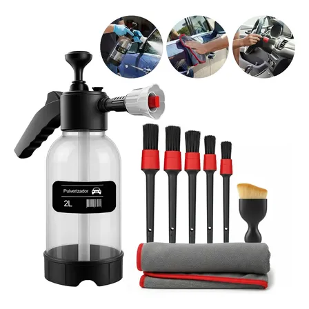 Kit Pulverizador Profissional Snow Foam 2l Pulverizador Híbrido 3 Em 1 Pressão 2 Litros Cor Transparente Profissional Com Pincel + Toalha Kit Automotivo Transparente-pp