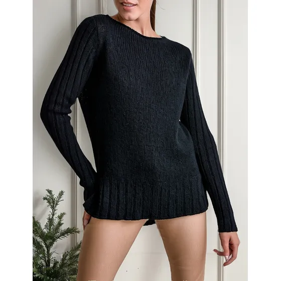 Sweater Tejido Largo Para Mujer De Lana