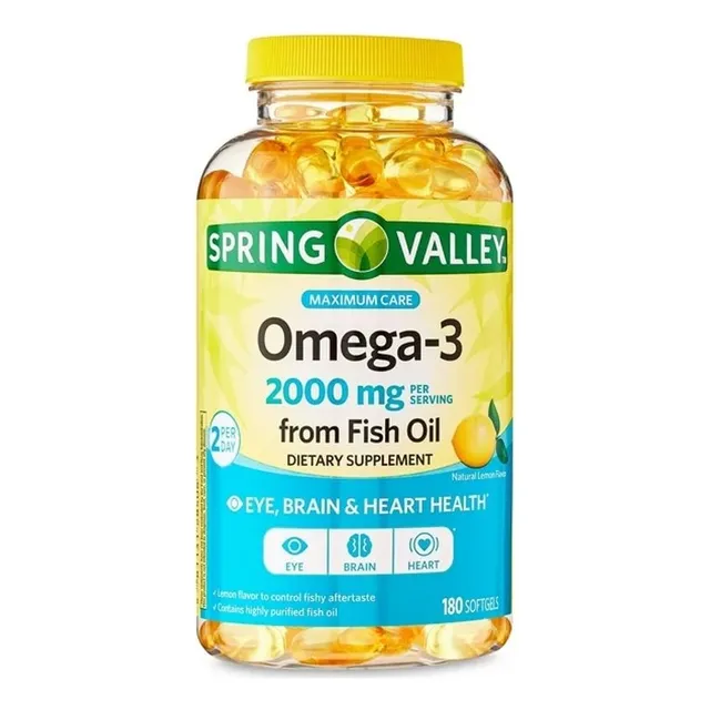 Omega 3 Fish Oil 2000mg 180 Sofgel + Epa Y Dha Spring Valley Sabor Neutro