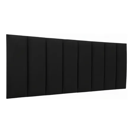 Cabeceira Box Queen Modelar Casa Estofada Ripada Modular Adesiva Com 8 Placas 60x20 Veludo Preto Tamanho Final 160x60