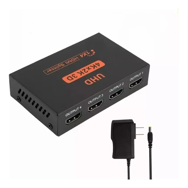 Divisor Hdmi 1 Entrada 4 Puertos De Salida Y Cable Hdmi 10m