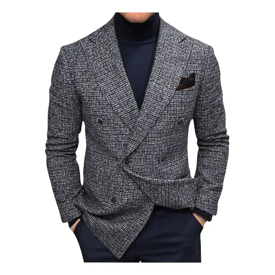 Chamarra F Para Hombre, Casual, A Cuadros, Doblada, De Un So