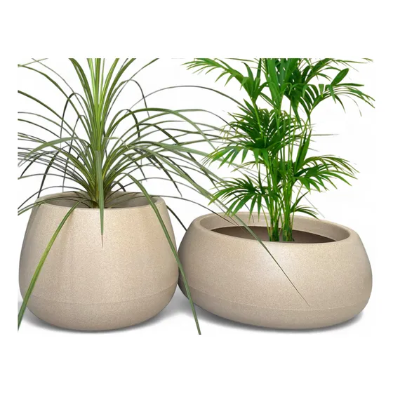 Combo Maceta De Plastico Volterra 50 L Y 70 L Beige Símil Piedra Arena Combo Vaso Di Fiori Y Giardiniera