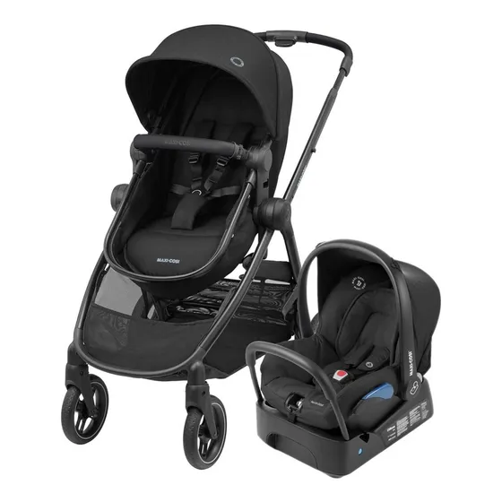 Carrinho de bebê de paseio travel system Maxi-Cosi Anna3 TS Trio essential black com chassi de cor preto
