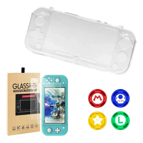 Capa Acrilica Nintendo Switch Lite+ Pelicula Vidro+ 4 Grips