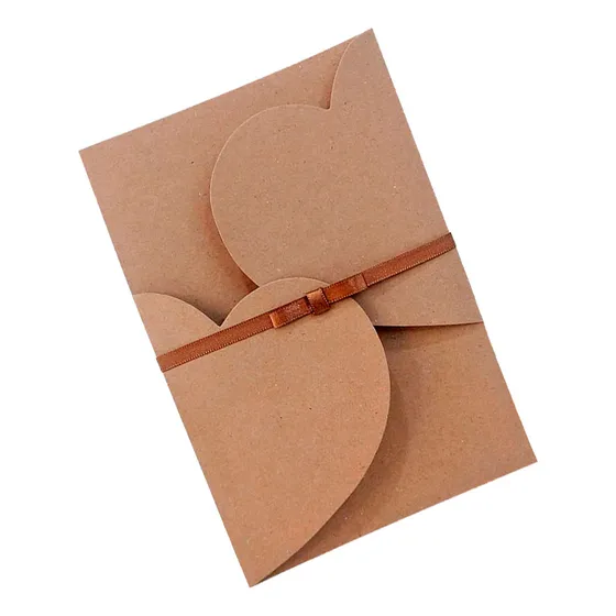 Kit 50 Envelope Convite Casamento Festa Kraft Coração Full
