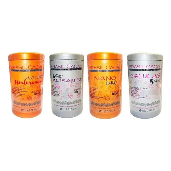 X 4 Crema Masaje Btx Alisante  Keratina Brasil Cacau 1000ml