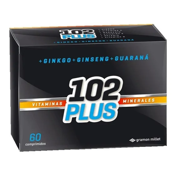 102 Plus Vitaminas Minerales Ginko Ginseng Guarana X 60 Cmpr