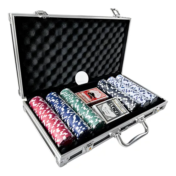 Juego De 300 Fichas De Poker, Calidad De Casino (11.5g) Con Estuche De Aluminio Negro, Con Dados Y Barajas
