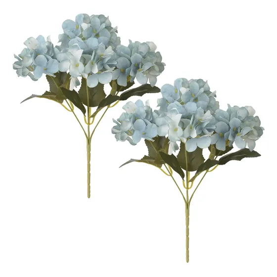 2 Buquê Hortensia Arranjo Enfeite Artificial Flor Hortencia Cor Azul-claro Realista Delicado Enfeite para casa Arranjo para Vasos Casamento