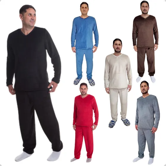 Pijama Inverno Quentinho Adulto Masculino Fleece Soft Plush