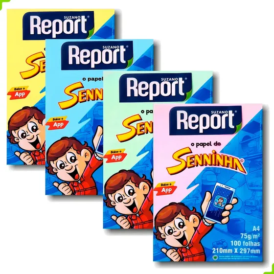 Papel Sulfite A4 Colorida Report Senninha 100fls