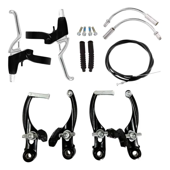 Freio Logan V-brake E Manete Em Aluminio Preto