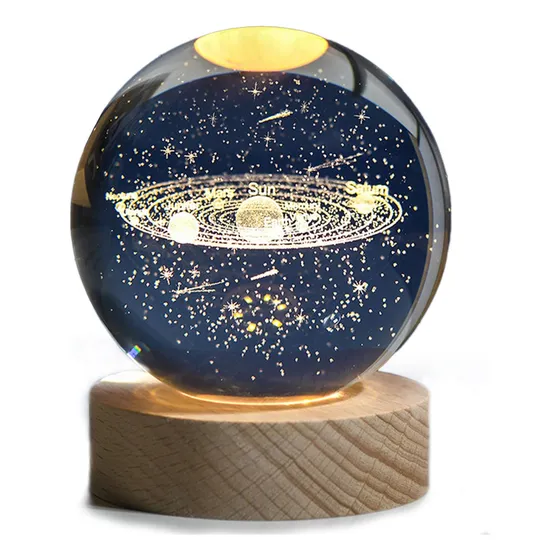 Luminária Bola Cristal De Mesa Criativa Led Enfeite Quarto