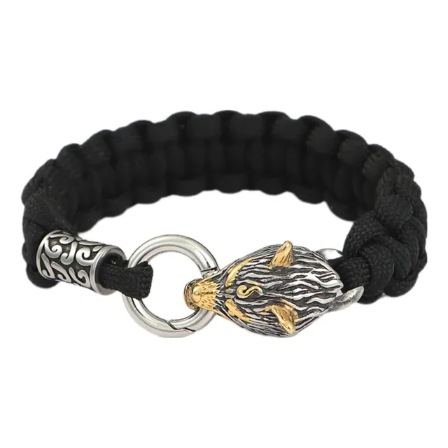 Pulsera Manilla Lobo Vikingo Nórdico Amuleto Acero Inoxidabl