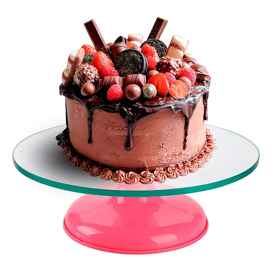 Bailarina Para Bolo Giratória De Vidro Profissional Rolamento Duplo 30cm Silver Chef