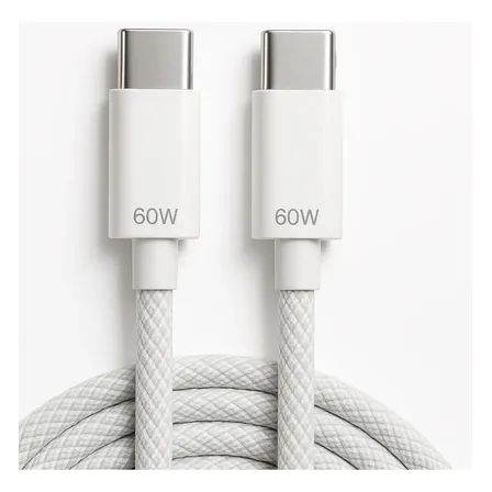 Cabo Usb-c Tipo C Turbo Nylon 2m 60w Compatível Com iPhone Branco