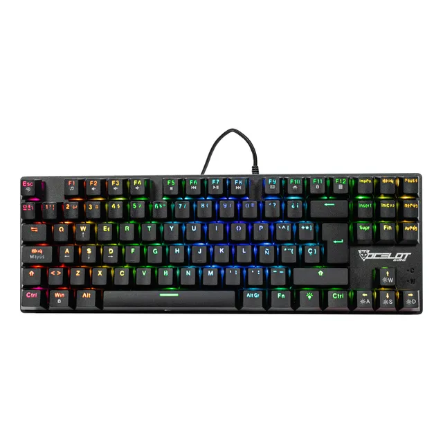 Teclado Gamer Ocelot Alámbrico Tipo Mecánico Tkl Switch Rojo