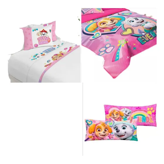 Set Sabanas, Colcha, Almohada De Paw Patrol Individual