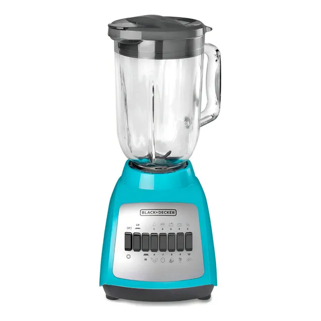 Licuadora Black + Decker 550w 4 Cuchillas, Jarra De Vidrio Color Celeste
