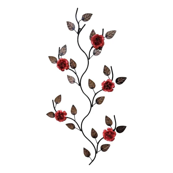 Arranjo De Parede Galho Com Flores Em Ferro Decorativo 