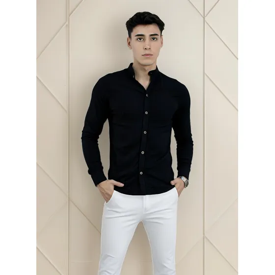 Camisas Cuello Neru Para Hombre | Manga Larga | Algodon 