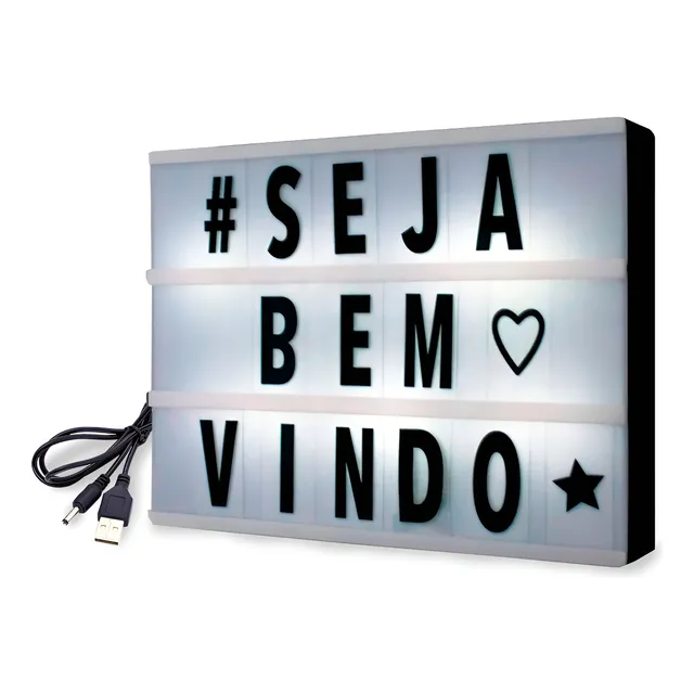 Luminária Letreiro Led A4 Quadro Light Box Cinema +96 Letras