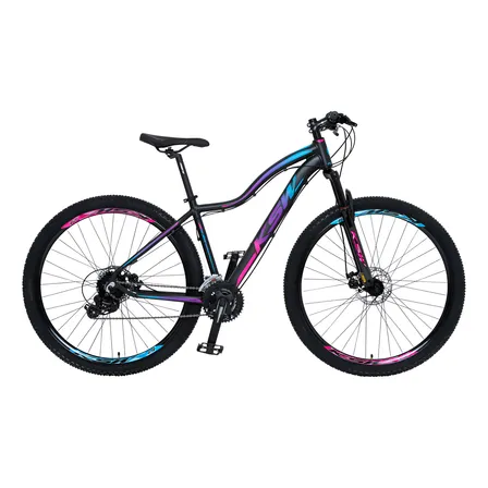 Bicicleta Aro 29 Ksw Mwza 24 Marchas Câmbios Shimano Freio A Disco Cor Preto/pink_azul Tamanho Do Quadro 15