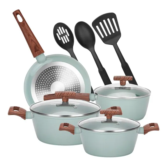 Juego Bateria Cocina Granito Antiadherente Olla Sarten 10pcs