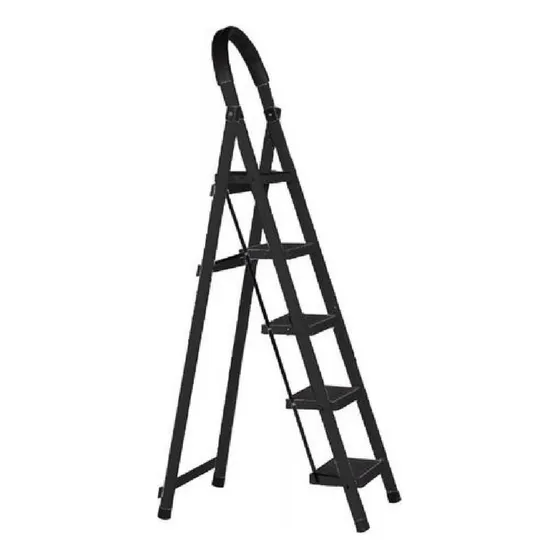 Escalera Tijera 5 Escalones De Aluminio Base Antideslizante Color Negro