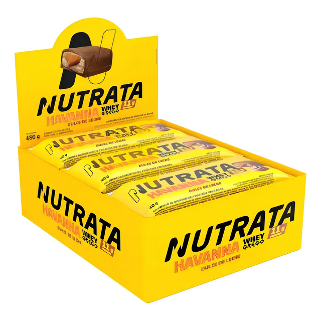 Barra De Proteína Nutrata Whey Grego Havanna De Doce De Leite - Kit 12 Unidades Barra De Proteína Nutrata Whey Grego Havanna De Doce De Leite - Kit 12 Unidades