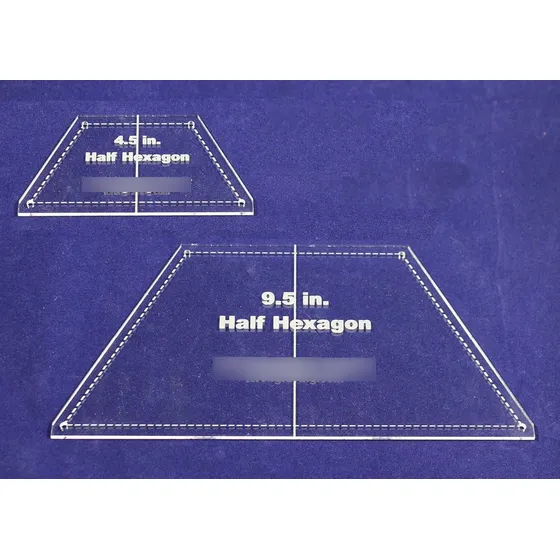 Mitad Hexagono Quilt Plantilla 4.5  9.5   Claro W Centro 1