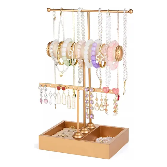 Joyero De Collares Y Porta Pulseras De 3 Niveles Para Mujer