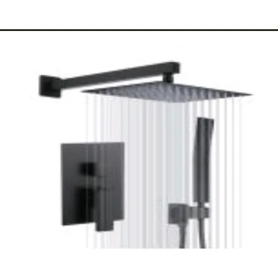 Regadera Ducha Lux Cuadrada Metal Negro Mate 30cm
