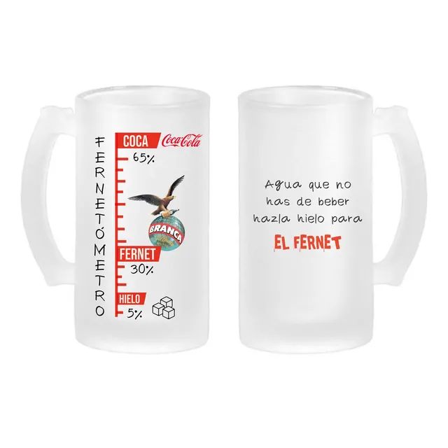 Jarra Cervecera Esmerilada Cervezometro Vinometro Fernet