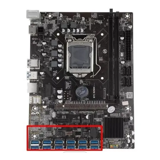 Mother Pci Express X12 Placas + Cpu Intel 7ma B250 Mineria