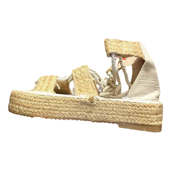 Sandalias Yute Con Tiras Beige Importadas De España